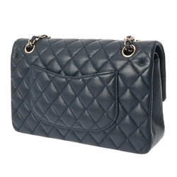 CHANEL Chanel Matelasse Chain Shoulder Double Flap 25cm Navy A01112 Women's Caviar Skin Bag