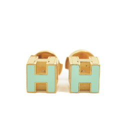 Hermes H Cube Earrings Light Green Gold