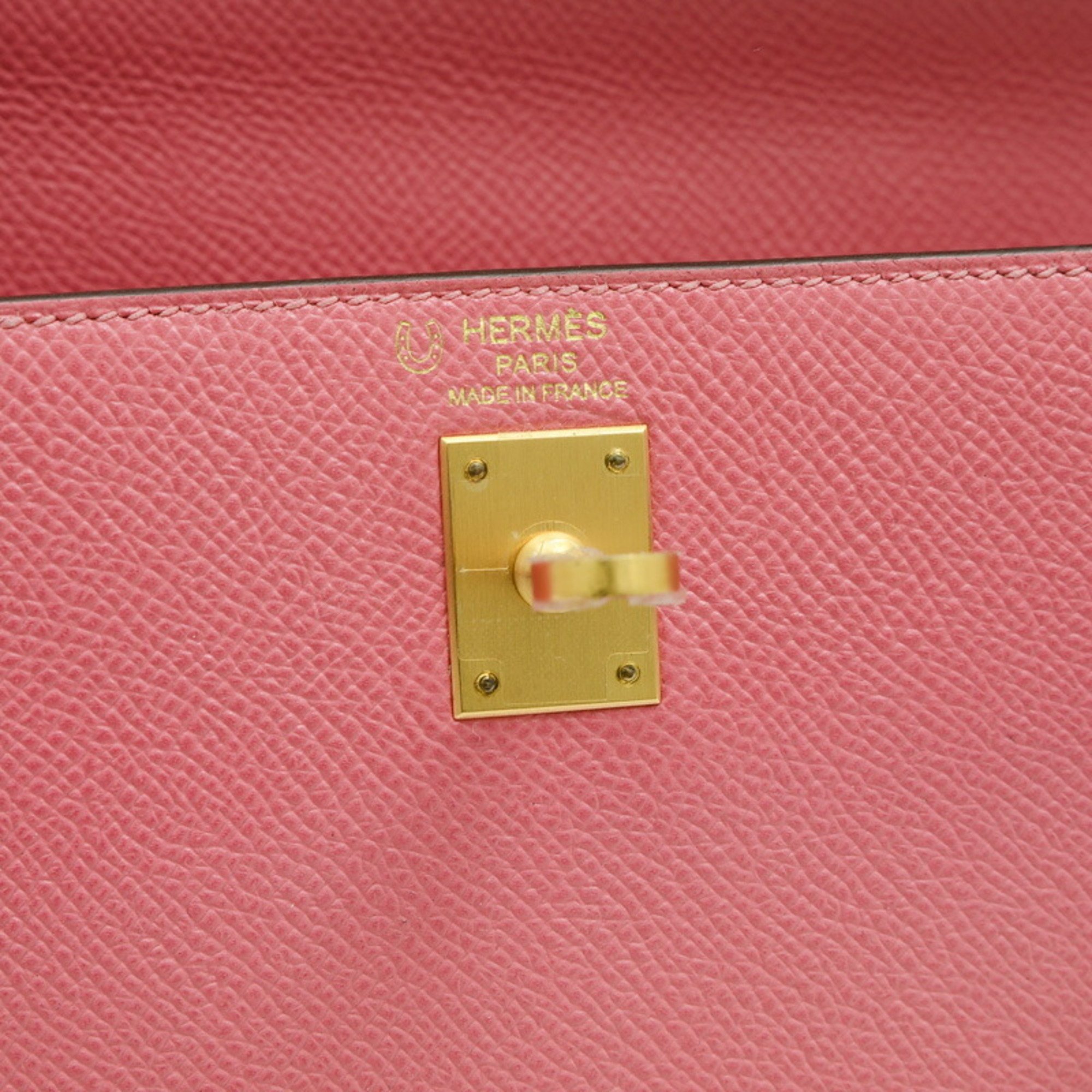 Hermes Kelly 25 Personal Handbag Rose Azalee Grimmette Matte A Stamp