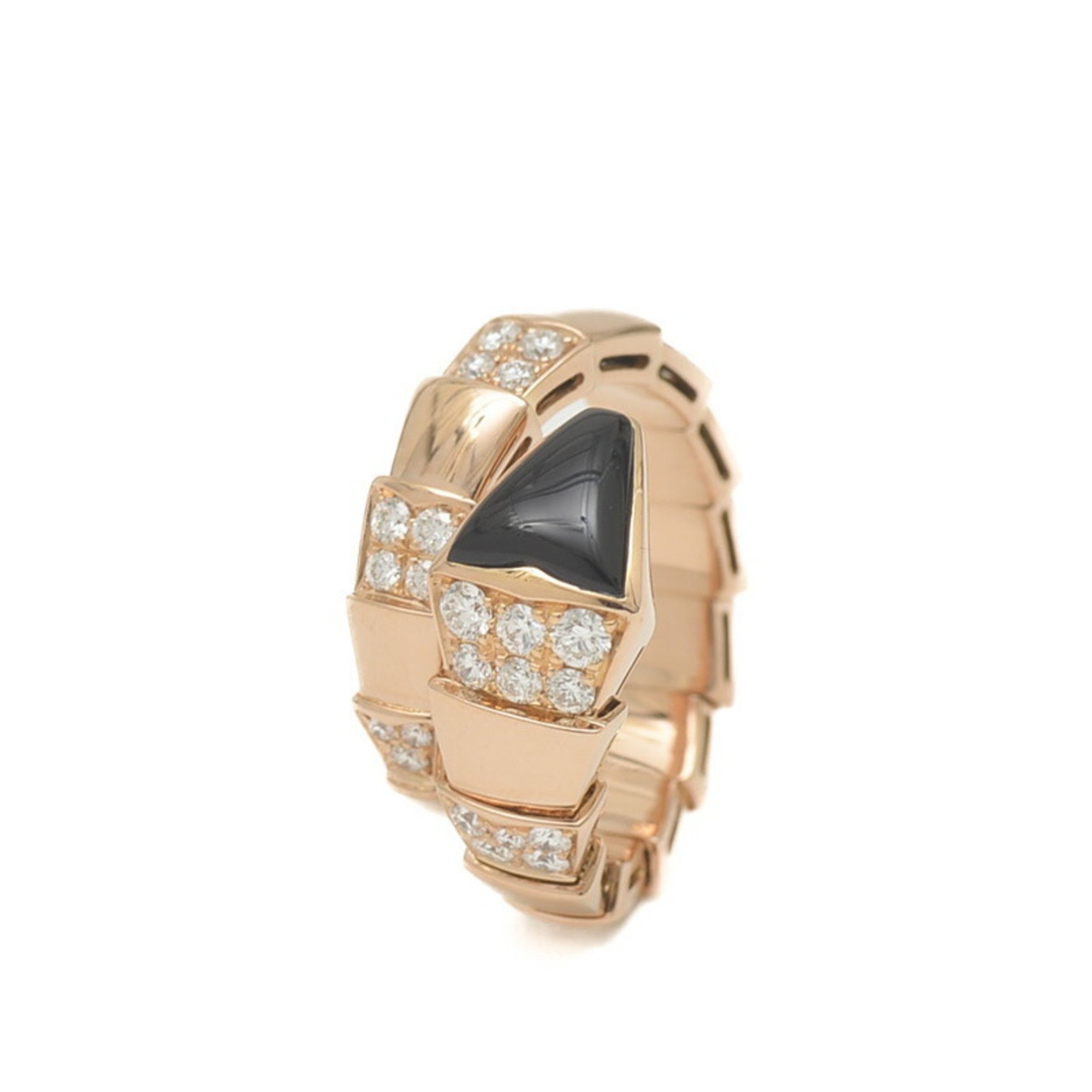 Bvlgari Serpenti Viper Ring Diamond Onyx K18PG M Size