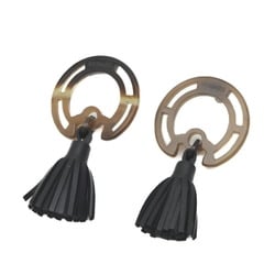 Hermes Trotter Buffalo Horn Earrings Black Grey