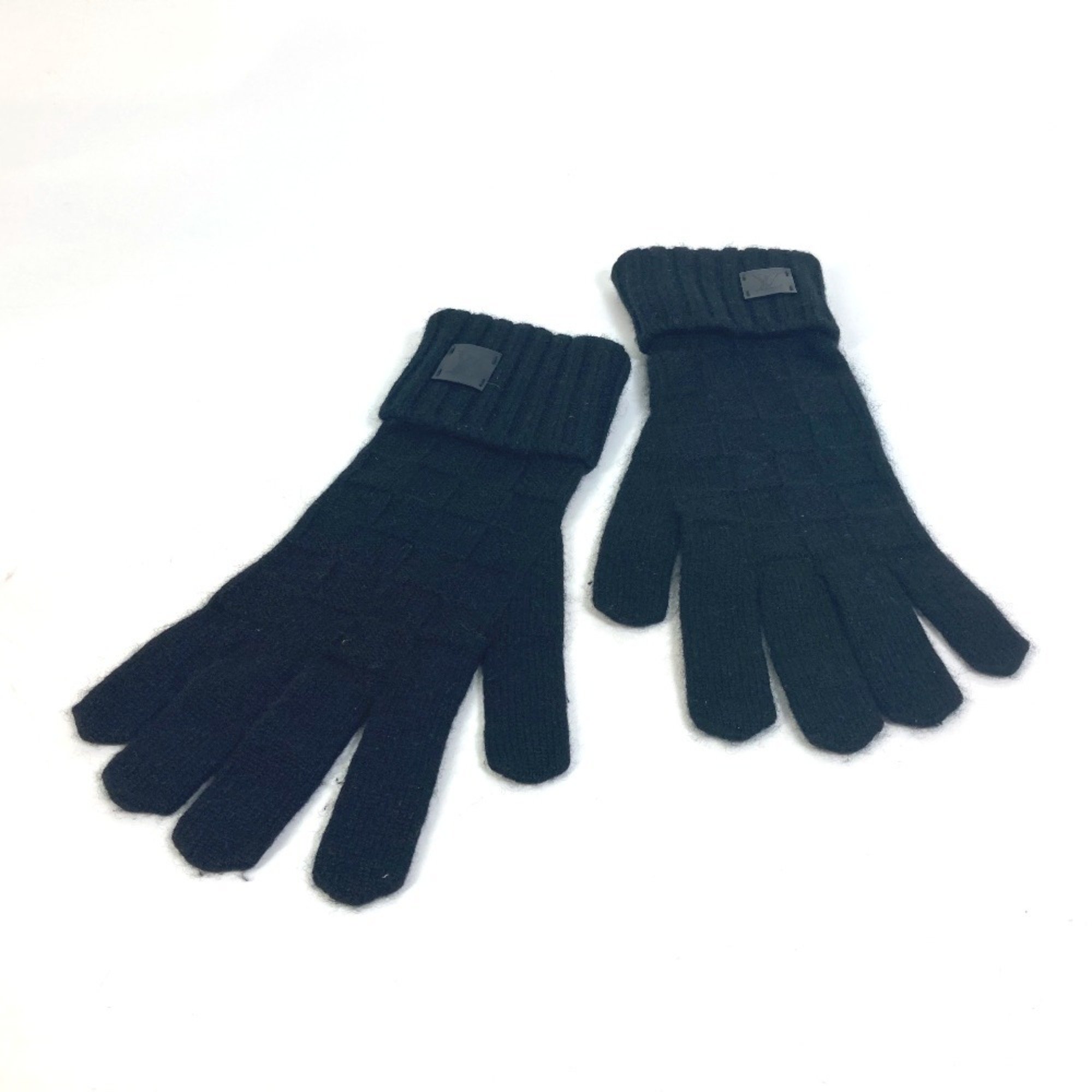 LOUIS VUITTON M72682 Damier Gon Helsinki Gloves Cashmere Men's Black