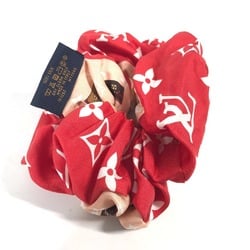 LOUIS VUITTON M77685 Monogram Trochoux Hair Tie Scrunchie Silk Women's Red