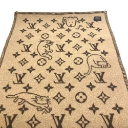 LOUIS VUITTON MP2260 Blanket Couverture Small Catgram Cat Animal Wool Cashmere Women's Brown