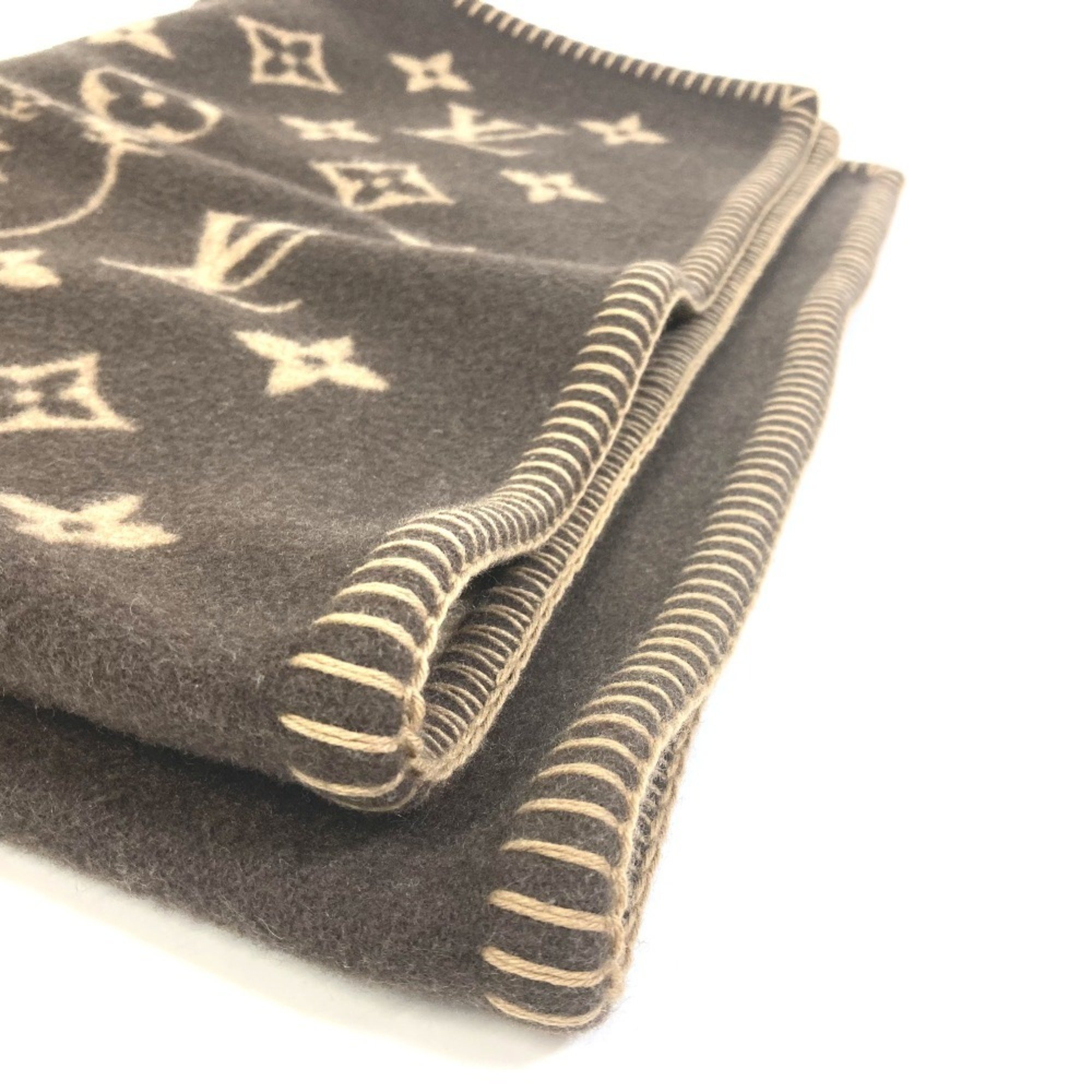 LOUIS VUITTON MP2260 Blanket Couverture Small Catgram Cat Animal Wool Cashmere Women's Brown