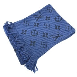 LOUIS VUITTON M70812 Monogram Echarpe Mania Scarf Wool Silk Women's Blue Denim Dark