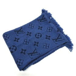 LOUIS VUITTON M70812 Monogram Echarpe Mania Scarf Wool Silk Women's Blue Denim Dark