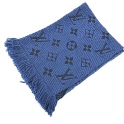 LOUIS VUITTON M70812 Monogram Echarpe Mania Scarf Wool Silk Women's Blue Denim Dark