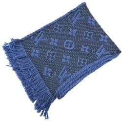 LOUIS VUITTON M70812 Monogram Echarpe Mania Scarf Wool Silk Women's Blue Denim Dark