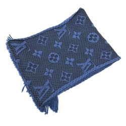 LOUIS VUITTON M70812 Monogram Echarpe Mania Scarf Wool Silk Women's Blue Denim Dark