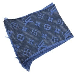 LOUIS VUITTON M70812 Monogram Echarpe Mania Scarf Wool Silk Women's Blue Denim Dark