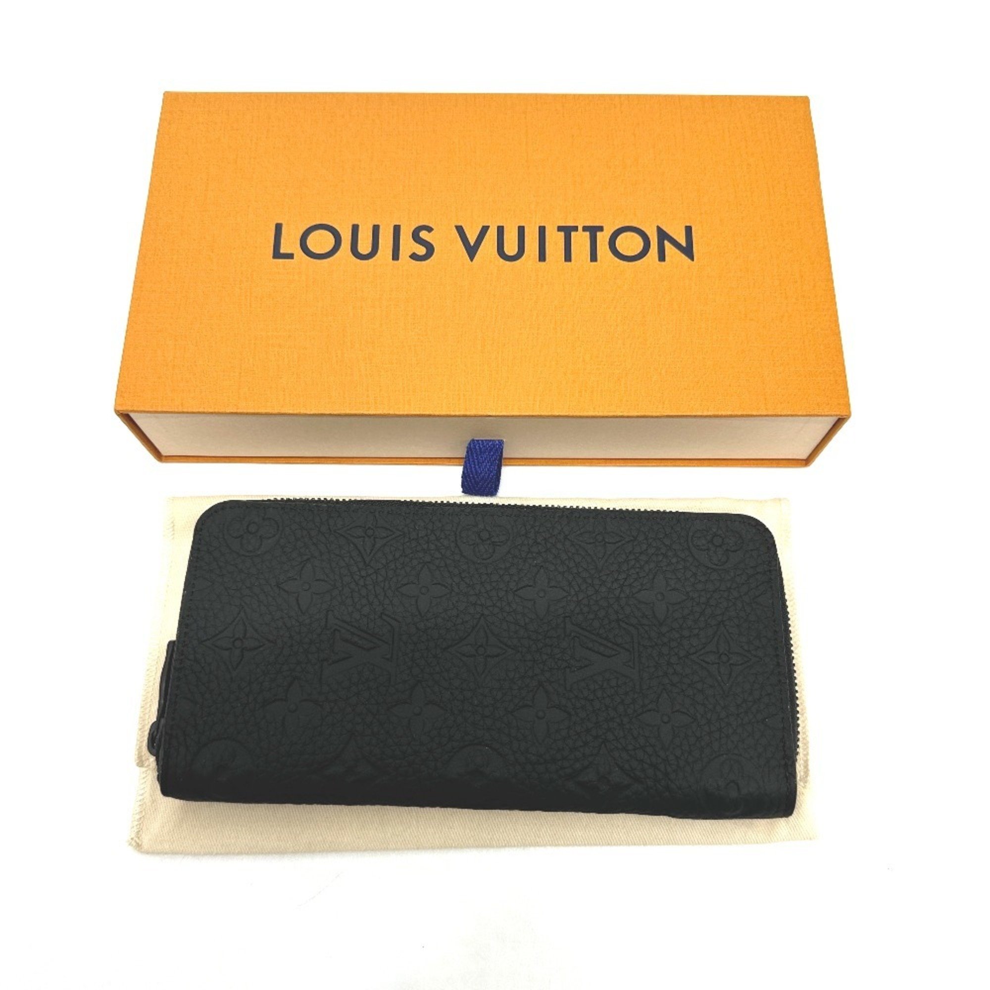 LOUIS VUITTON M69047 Monogram Zippy Wallet Vertical Long Taurillon Leather Men's Black