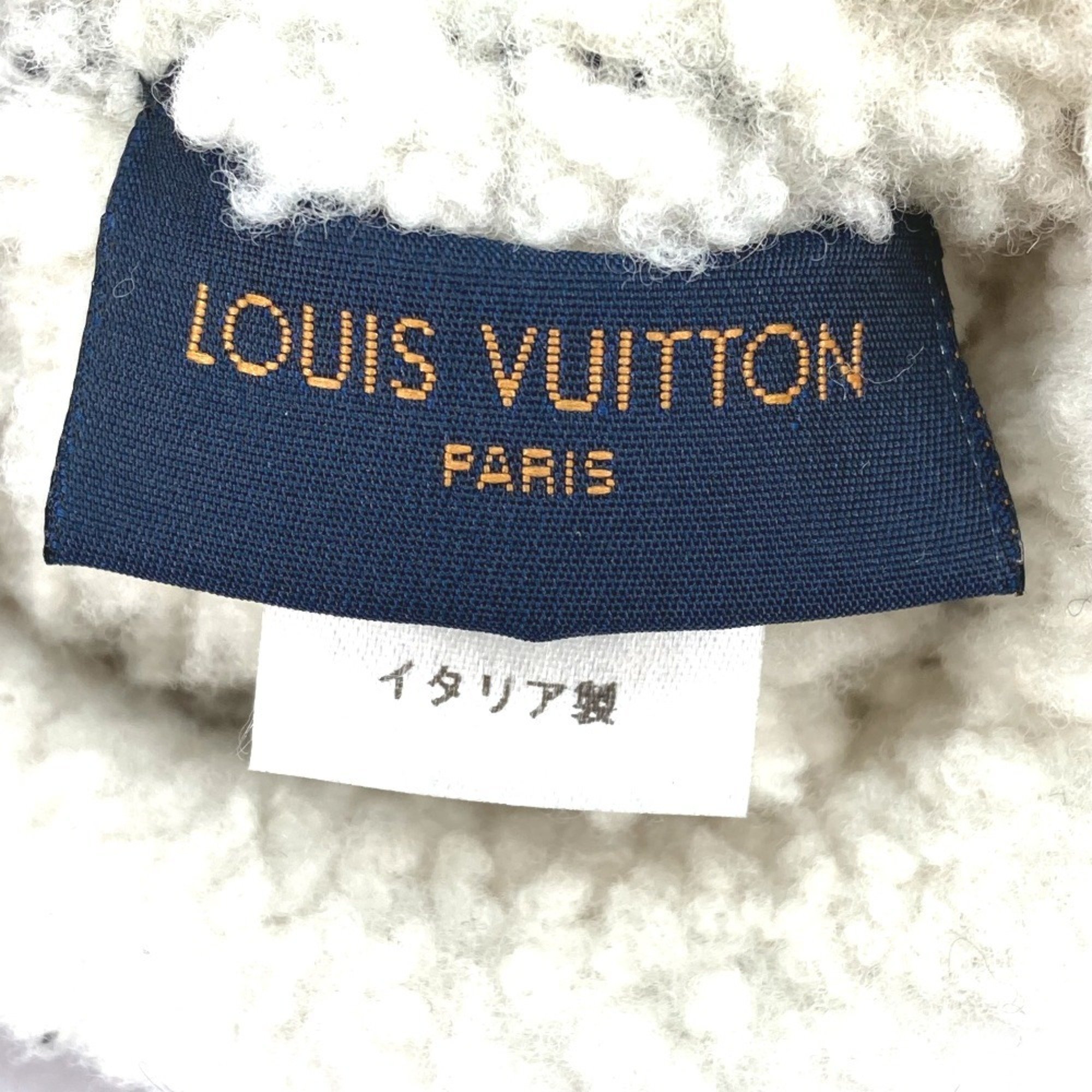 LOUIS VUITTON M77052 Bicolor Muff Shirring Signature Gloves Sheepskin Women's Black