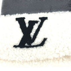 LOUIS VUITTON M77052 Bicolor Muff Shirring Signature Gloves Sheepskin Women's Black