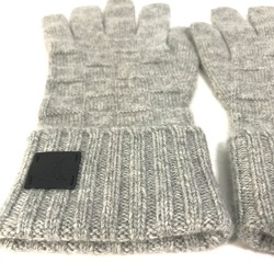 LOUIS VUITTON M72679 Damier Leather Patch Gon Helsinki Gloves ada Cashmere Men's Grey