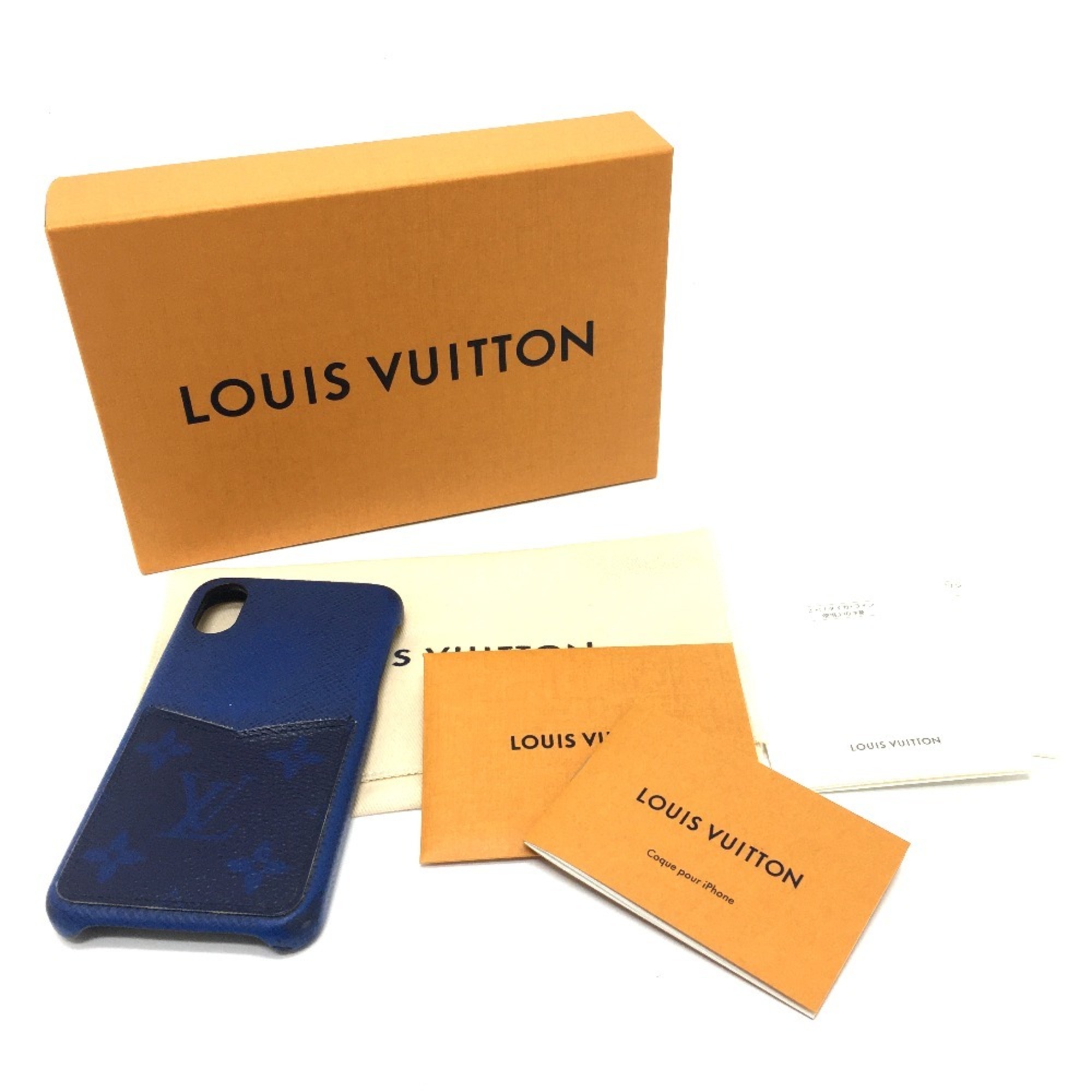 LOUIS VUITTON M67680 Taiga Rama iPhone Bumper XS Monogram Case Leather Canvas Men's Women's Cobalt Blue