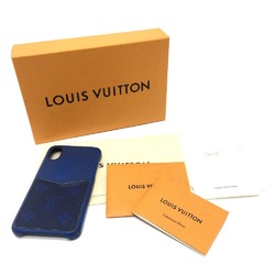 LOUIS VUITTON M67680 Taiga Rama iPhone Bumper XS Monogram Case Leather Canvas Men's Women's Cobalt Blue