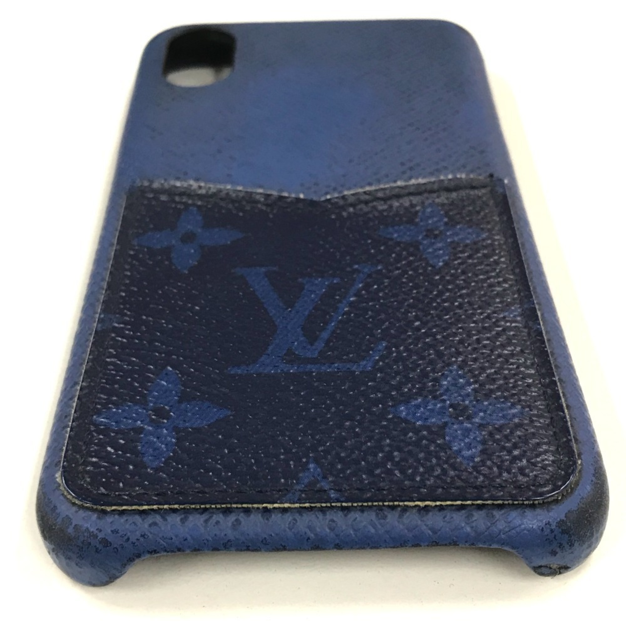 LOUIS VUITTON M67680 Taiga Rama iPhone Bumper XS Monogram Case Leather Canvas Men's Women's Cobalt Blue