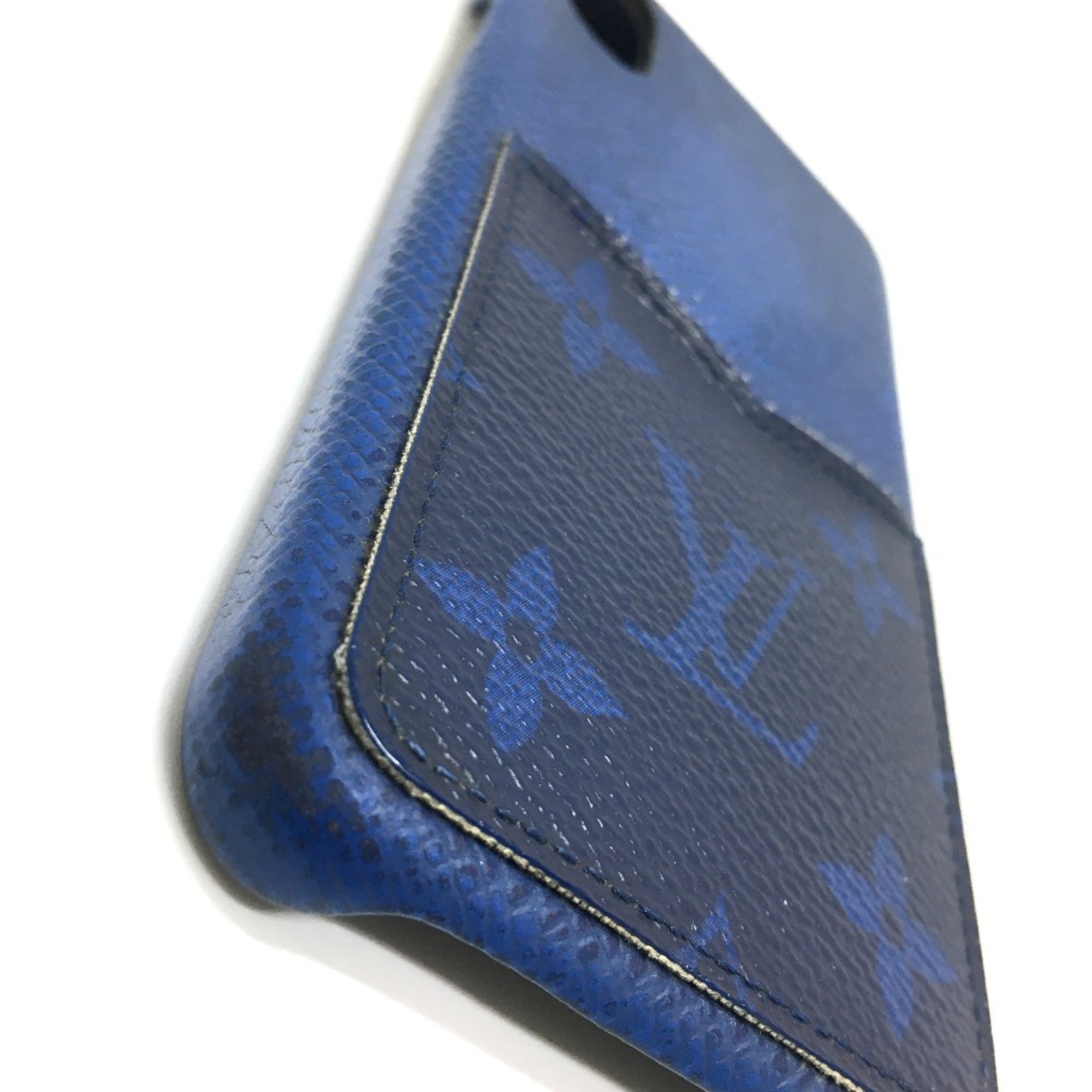 LOUIS VUITTON M67680 Taiga Rama iPhone Bumper XS Monogram Case Leather Canvas Men's Women's Cobalt Blue