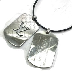 LOUIS VUITTON M65453 Pendant Champs Elysees GM Leather Cord Necklace SS Men's Silver