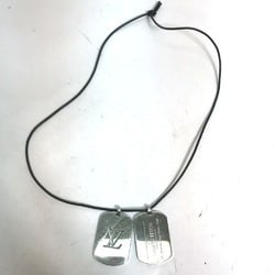 LOUIS VUITTON M65453 Pendant Champs Elysees GM Leather Cord Necklace SS Men's Silver