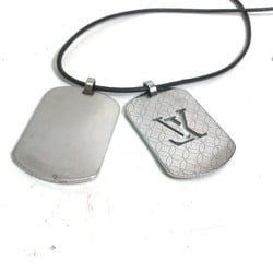 LOUIS VUITTON M65453 Pendant Champs Elysees GM Leather Cord Necklace SS Men's Silver