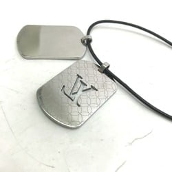 LOUIS VUITTON M65453 Pendant Champs Elysees GM Leather Cord Necklace SS Men's Silver