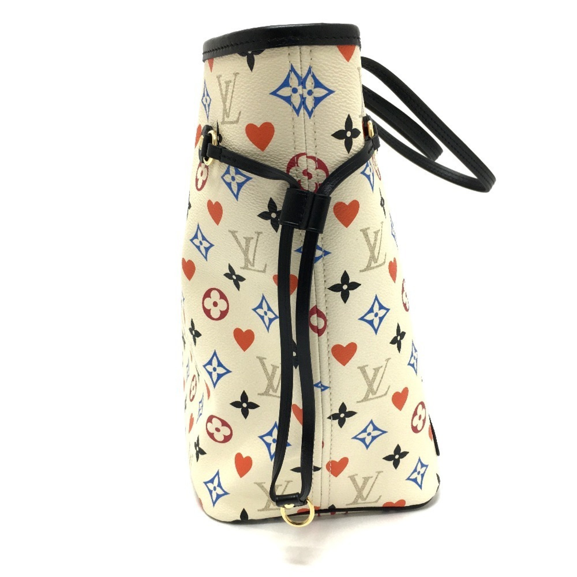 LOUIS VUITTON M57462 Game On Monogram Neverfull MM Playing Cards Tote Bag Canvas Women's Blanc Multicolor