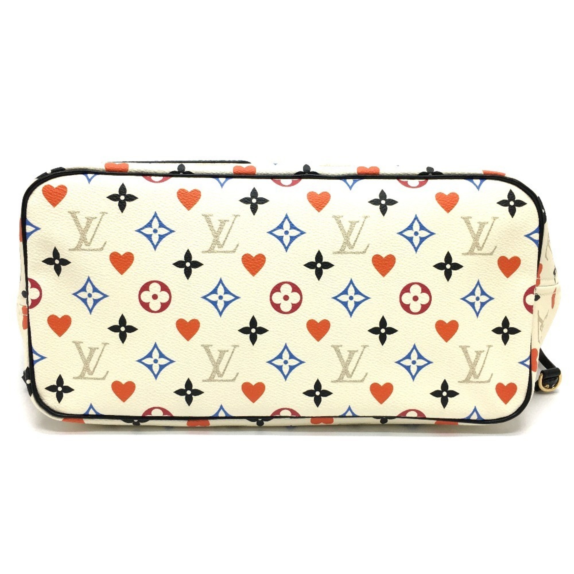 LOUIS VUITTON M57462 Game On Monogram Neverfull MM Playing Cards Tote Bag Canvas Women's Blanc Multicolor