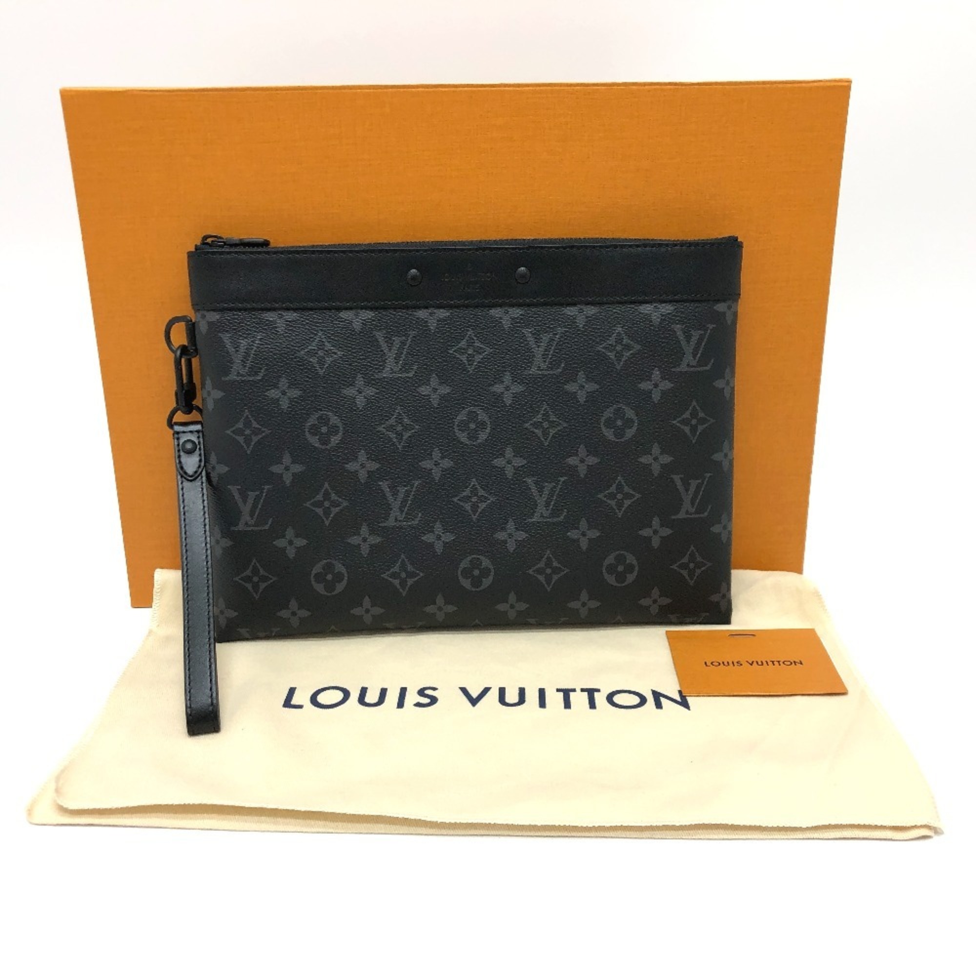 LOUIS VUITTON M81569 Pochette To Go Clutch Bag Monogram Eclipse Canvas Men's Black