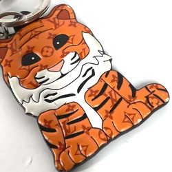 LOUIS VUITTON M77174 Porto Cle Tiger Animal Bag Charm Keychain Leather Women's Orange