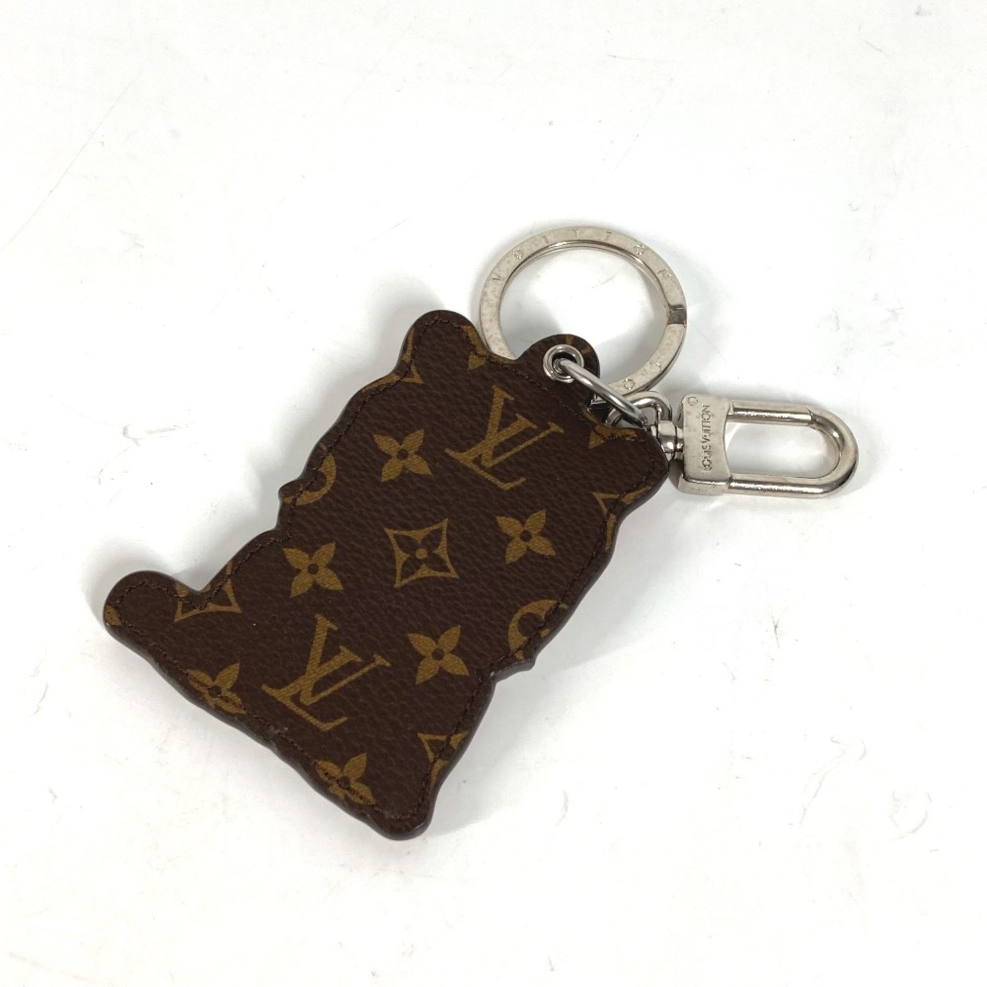 LOUIS VUITTON M77174 Porto Cle Tiger Animal Bag Charm Keychain Leather Women's Orange