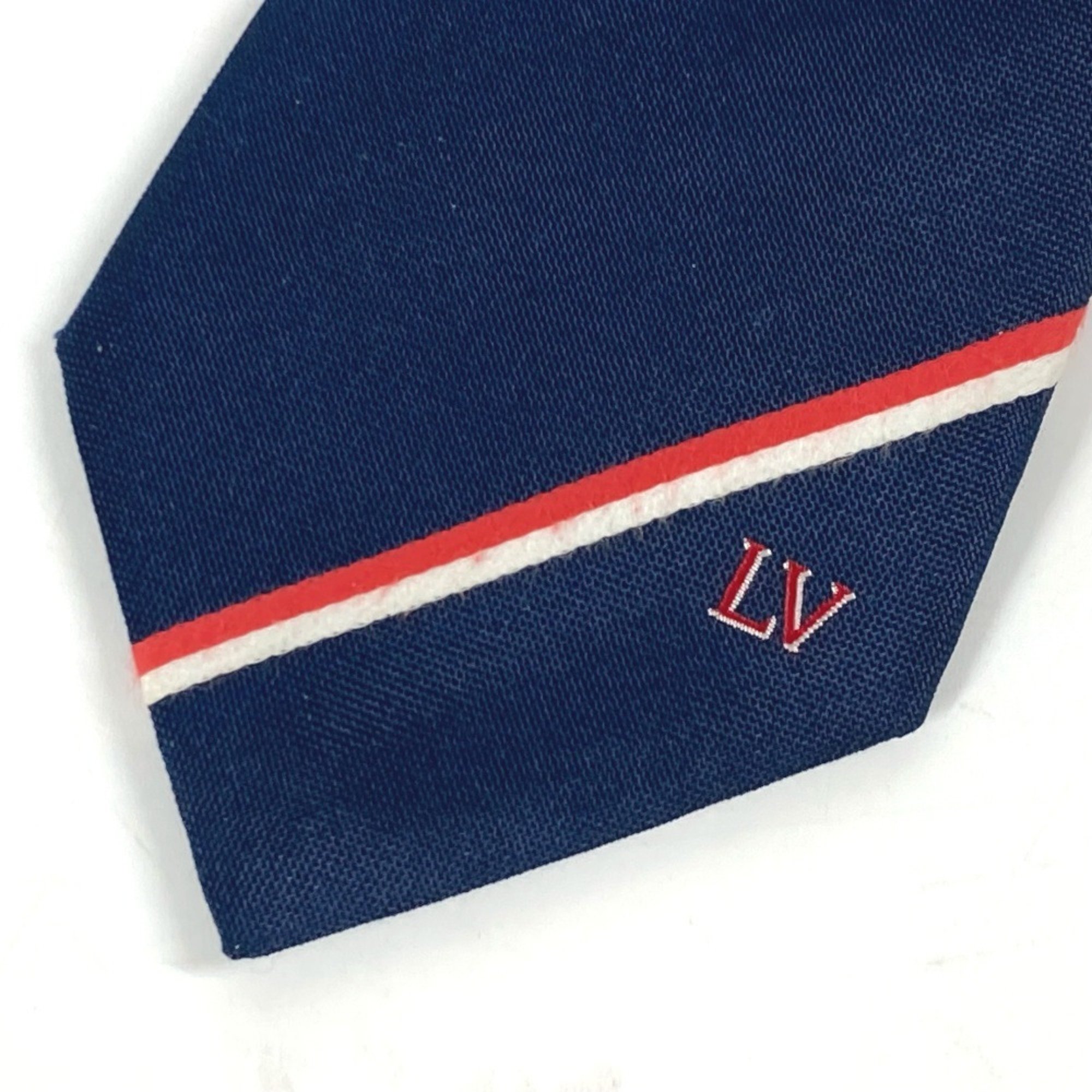 LOUIS VUITTON M70220 Pochette LV Ruban Handkerchief & Tie Set Pocket Square Silk Cotton Men's Marine Navy