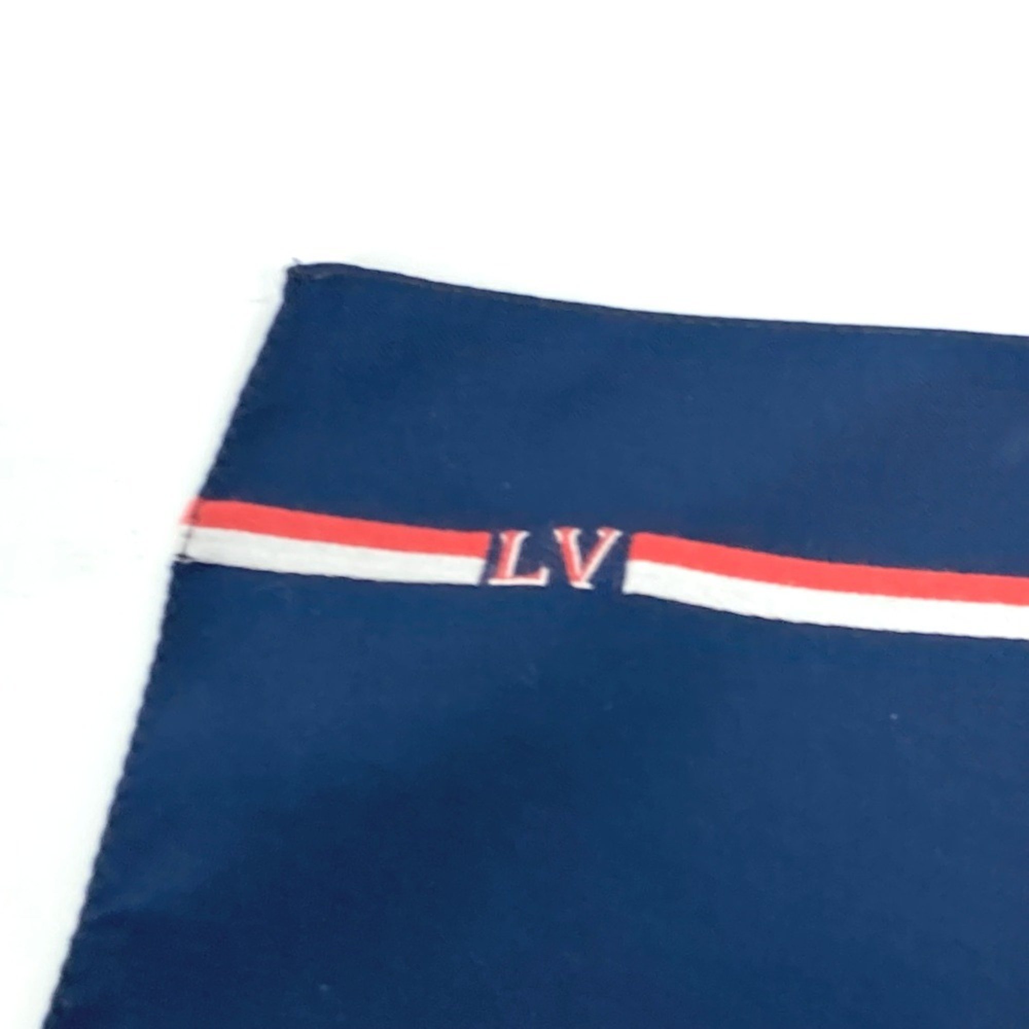 LOUIS VUITTON M70220 Pochette LV Ruban Handkerchief & Tie Set Pocket Square Silk Cotton Men's Marine Navy