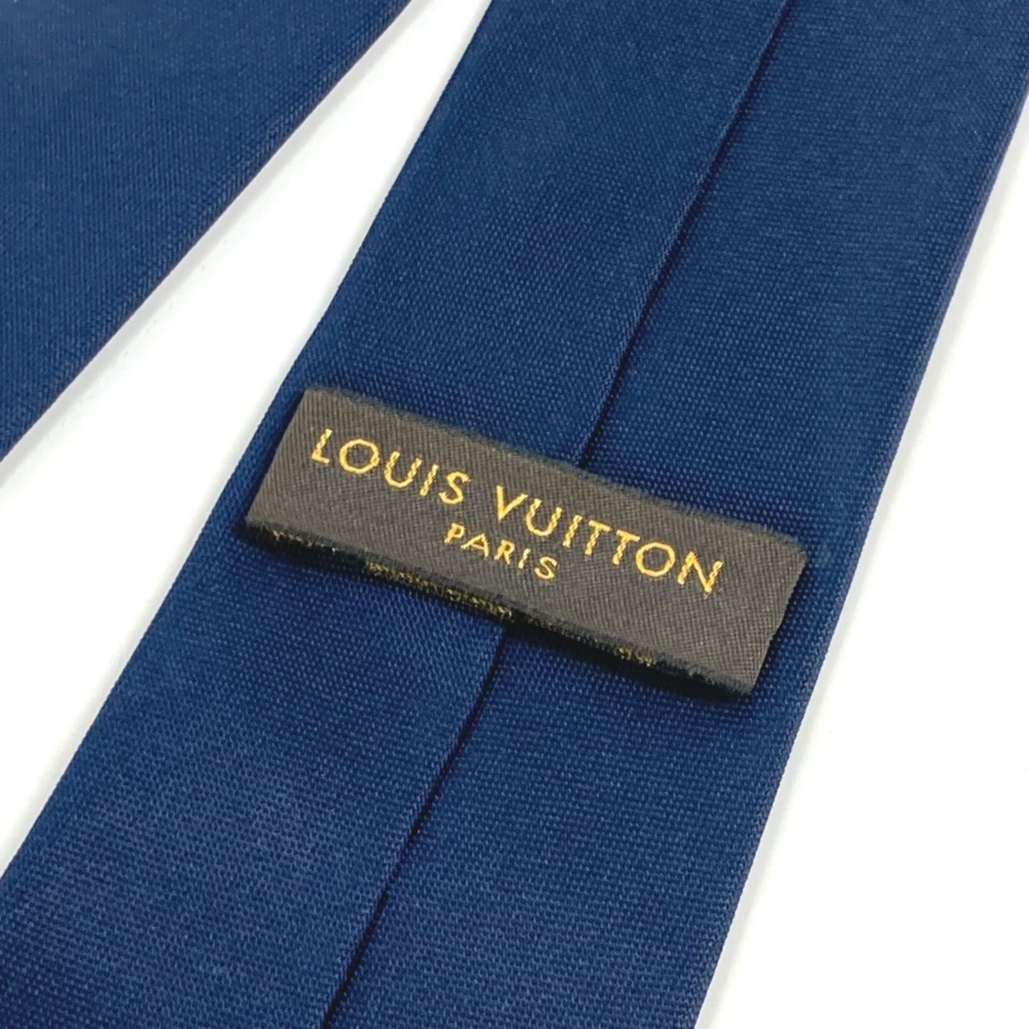 LOUIS VUITTON M70220 Pochette LV Ruban Handkerchief & Tie Set Pocket Square Silk Cotton Men's Marine Navy