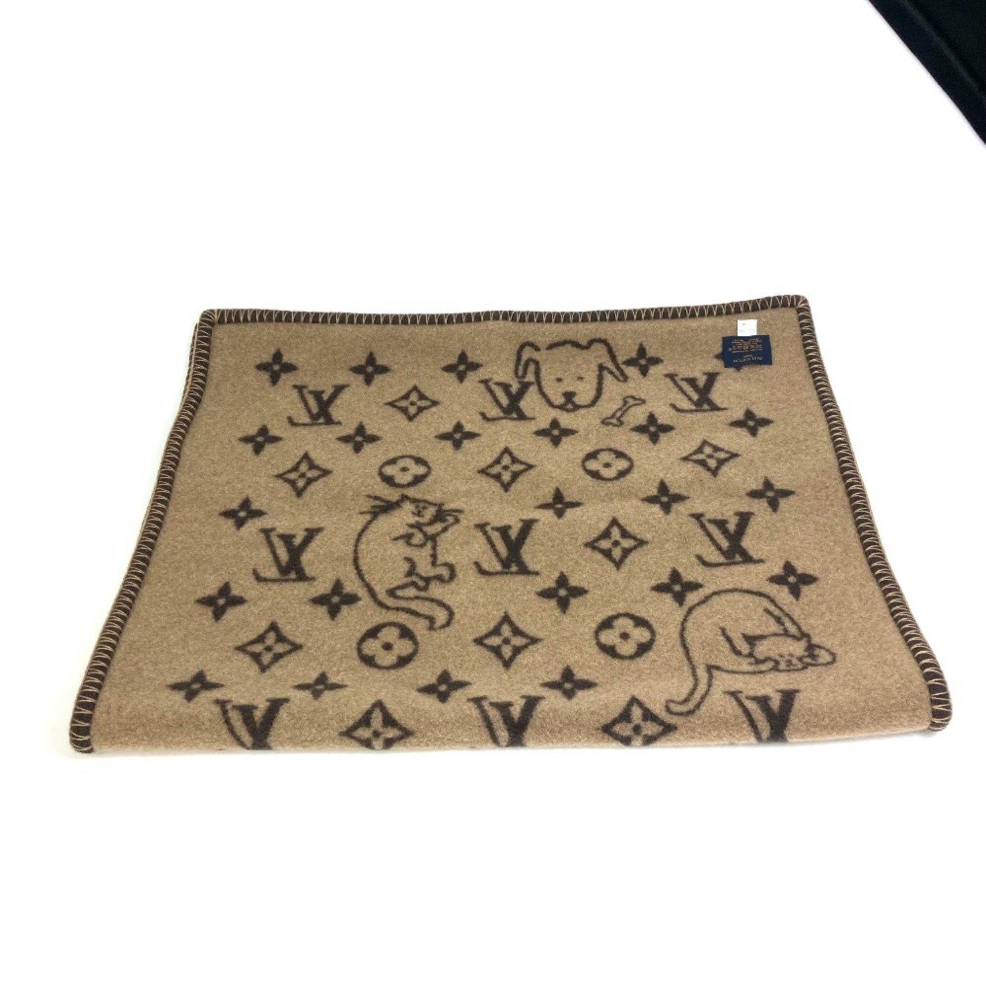 LOUIS VUITTON MP2260 Couverture Small Catgram Blanket Cat Wool Cashmere Men's Women's Brown