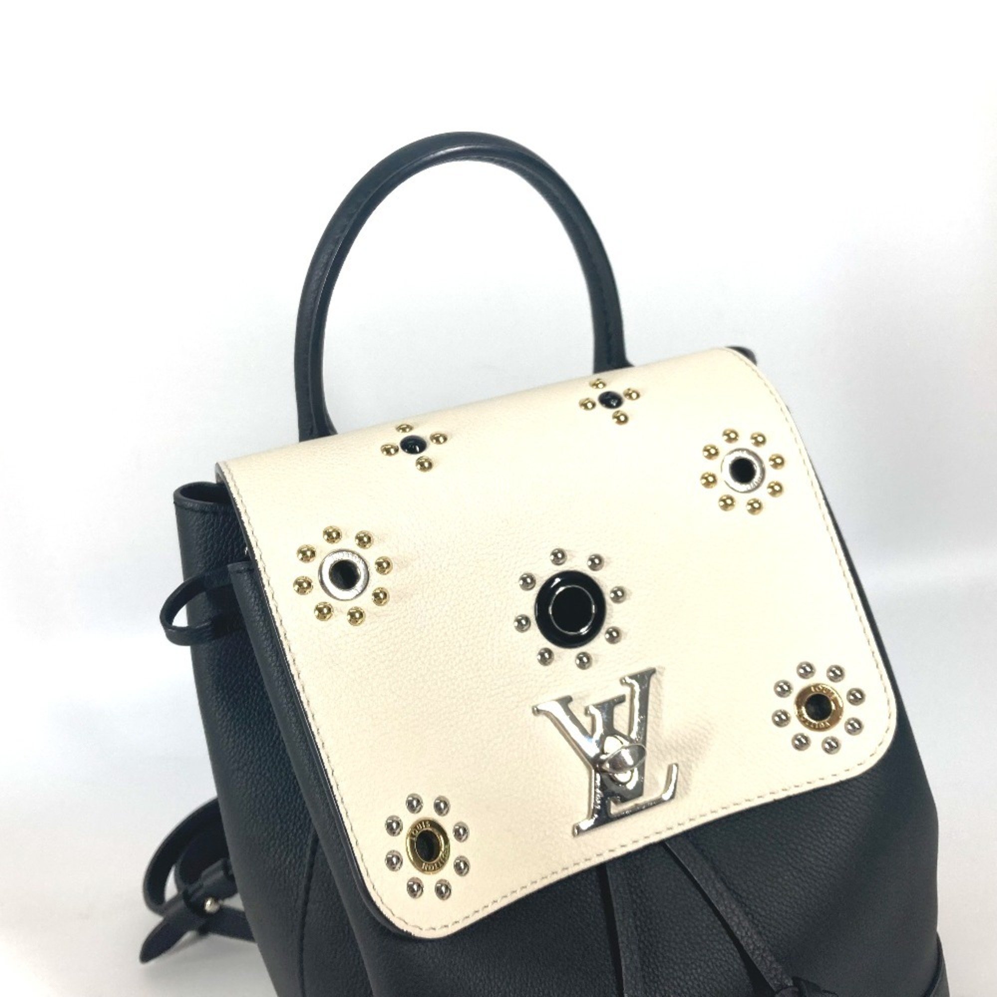 LOUIS VUITTON M54108 Lockme Backpack Studs Leather Women's Black