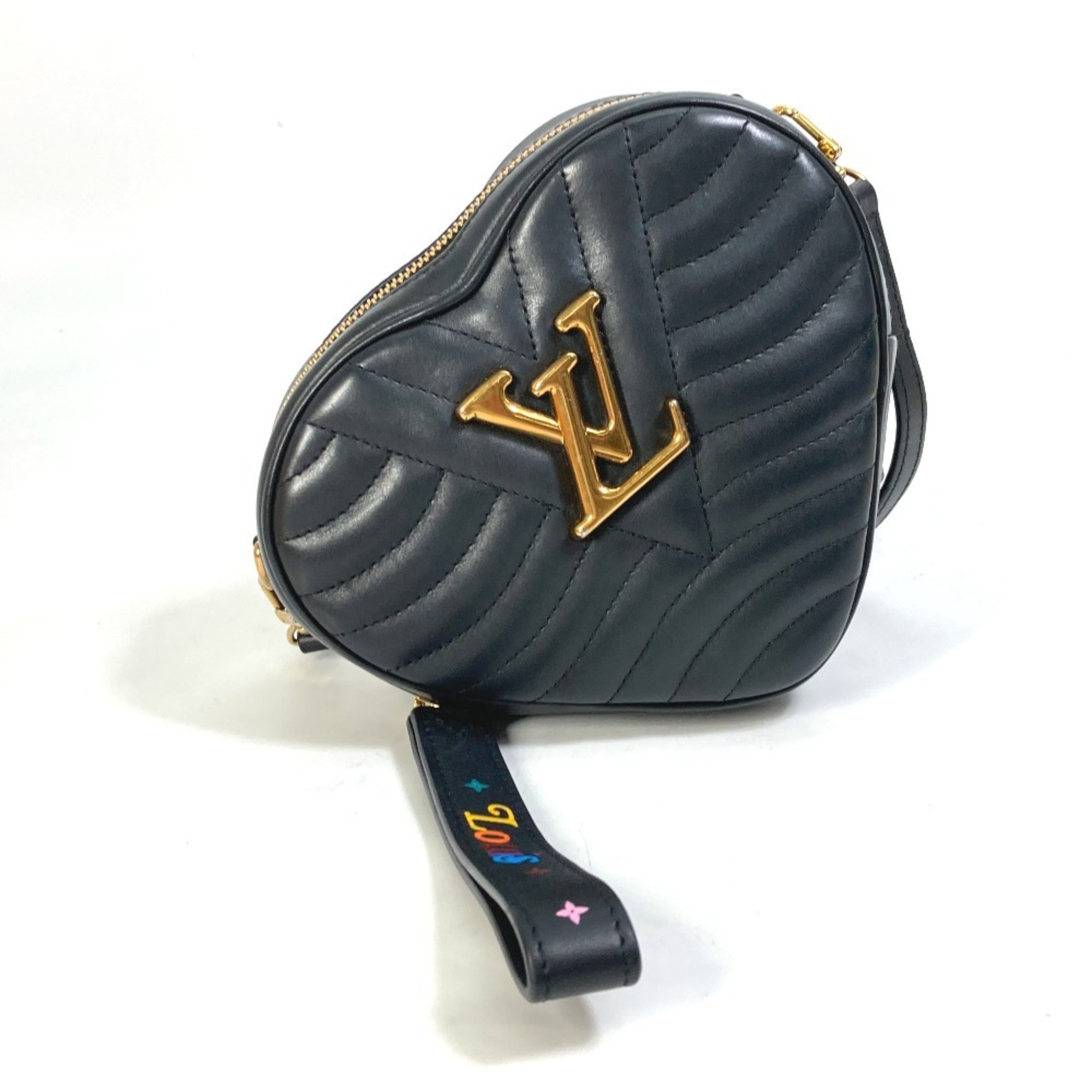 LOUIS VUITTON M52796 Pochette Bag Clutch New Wave Heart Shoulder Leather Women's Black