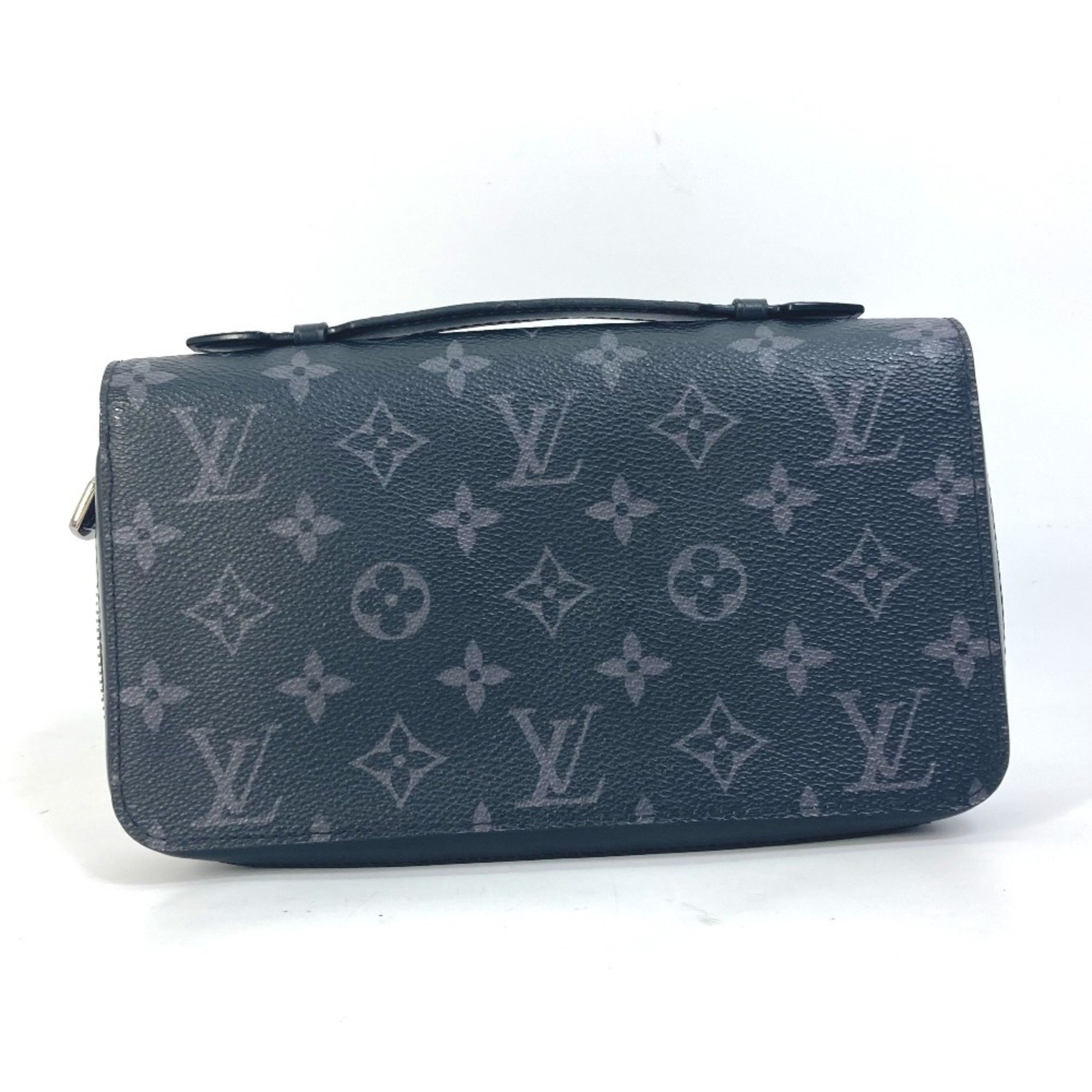 LOUIS VUITTON M61698 Monogram Eclipse Zippy XL Travel Case Round Long Wallet Canvas Men's Black