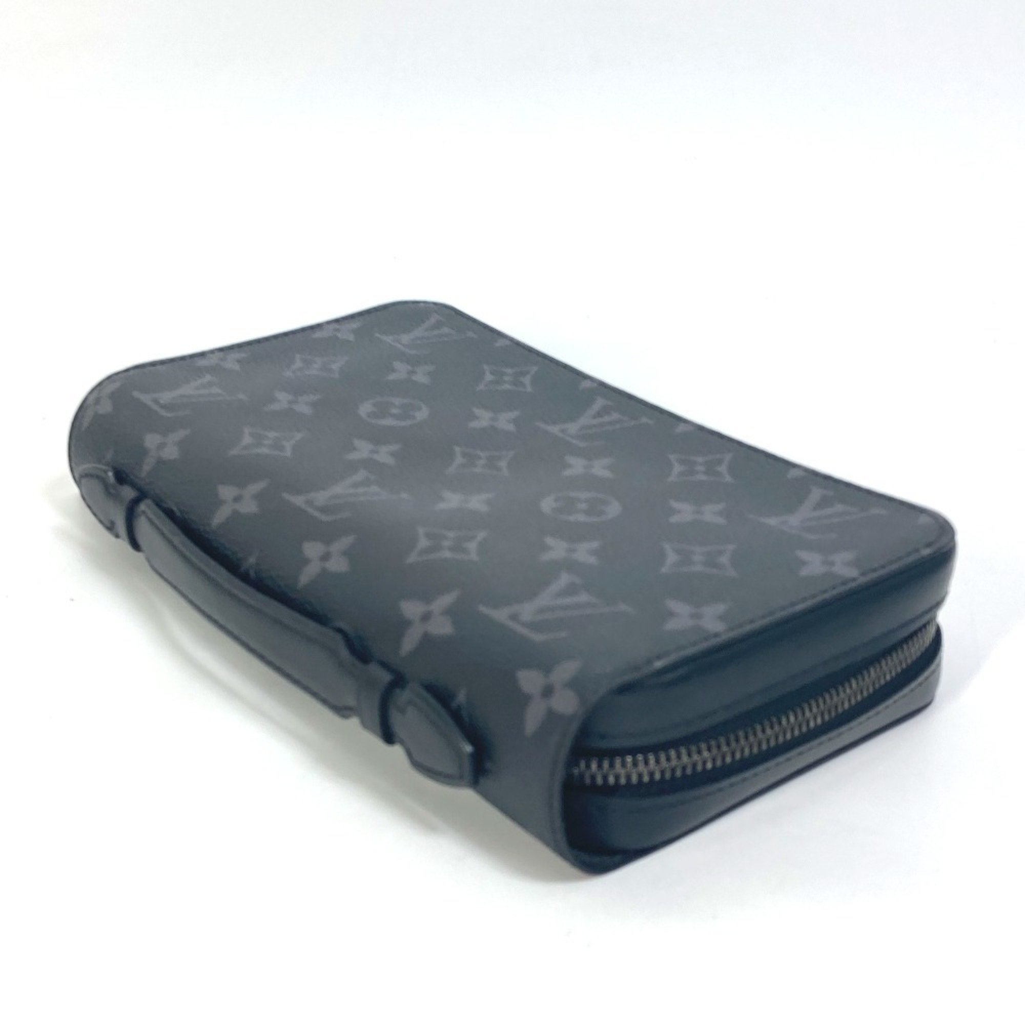 LOUIS VUITTON M61698 Monogram Eclipse Zippy XL Travel Case Round Long Wallet Canvas Men's Black