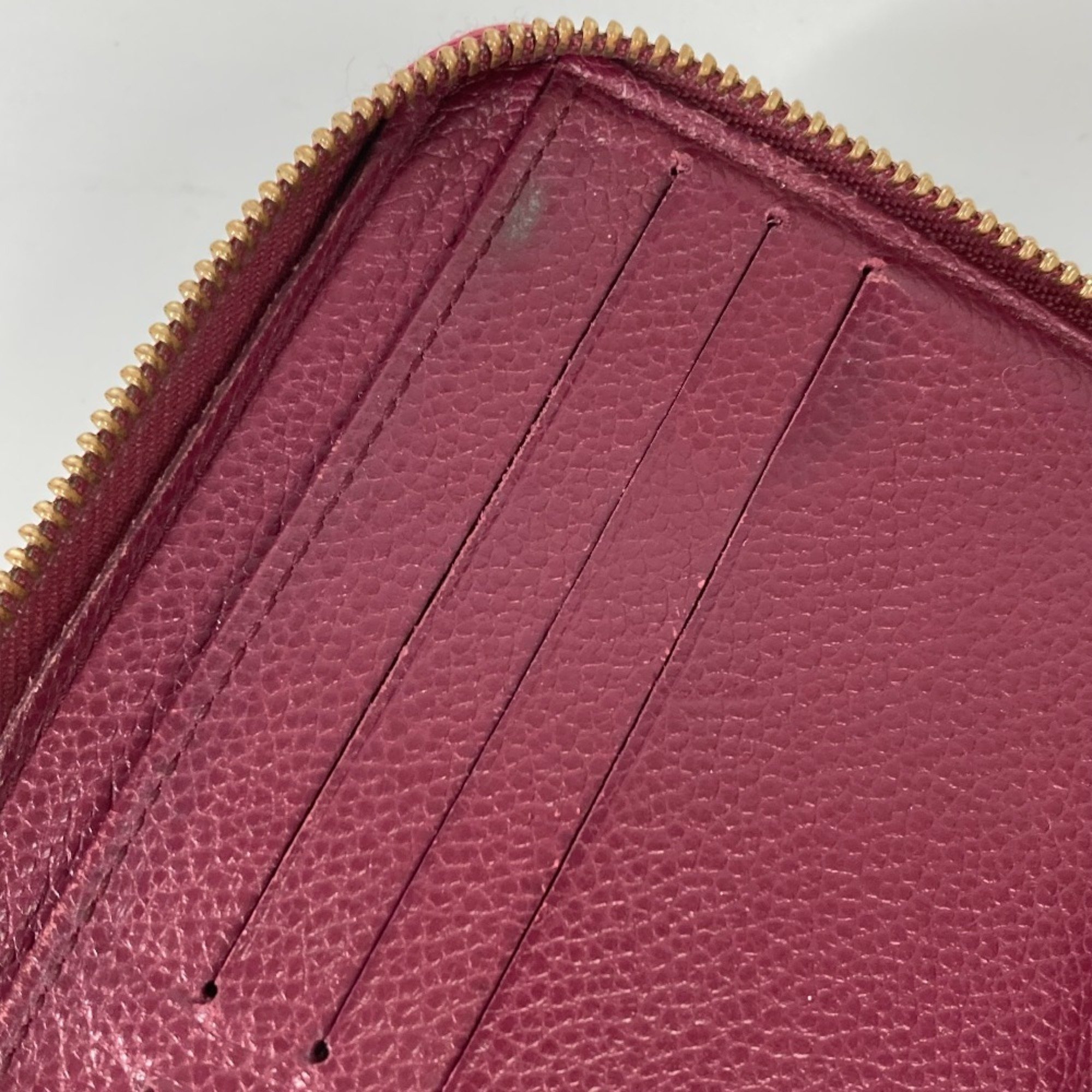 LOUIS VUITTON M60359 Monogram Empreinte Portefeuille Secret Long Wallet Round Leather Women's Aurore Red