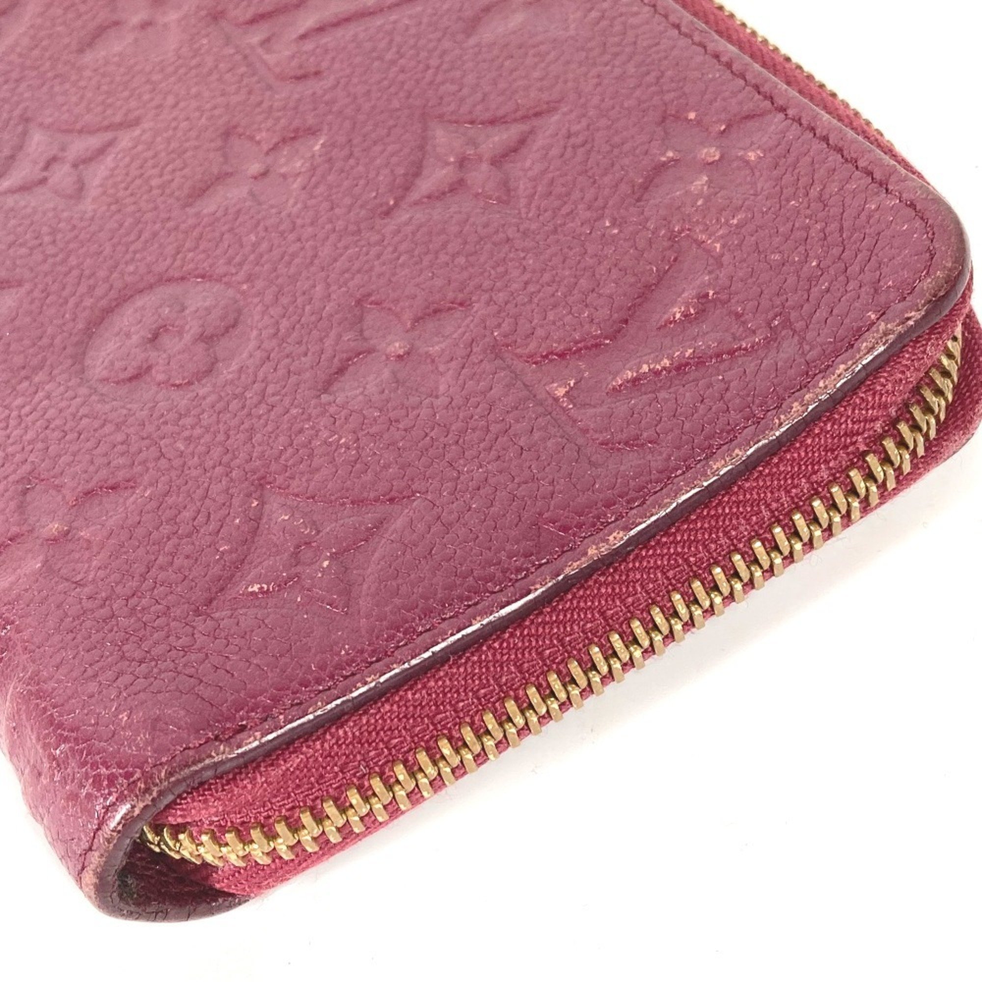 LOUIS VUITTON M60359 Monogram Empreinte Portefeuille Secret Long Wallet Round Leather Women's Aurore Red