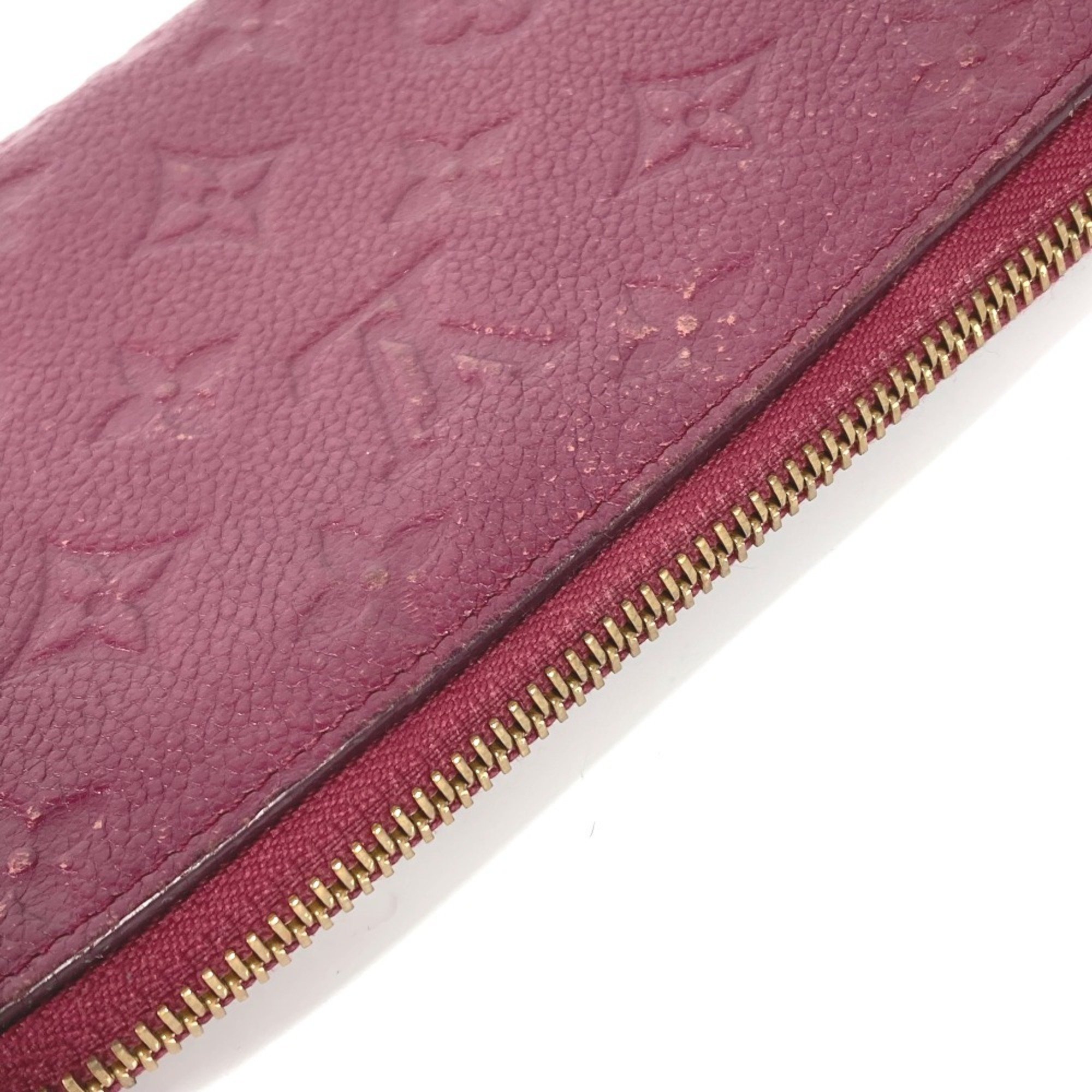 LOUIS VUITTON M60359 Monogram Empreinte Portefeuille Secret Long Wallet Round Leather Women's Aurore Red