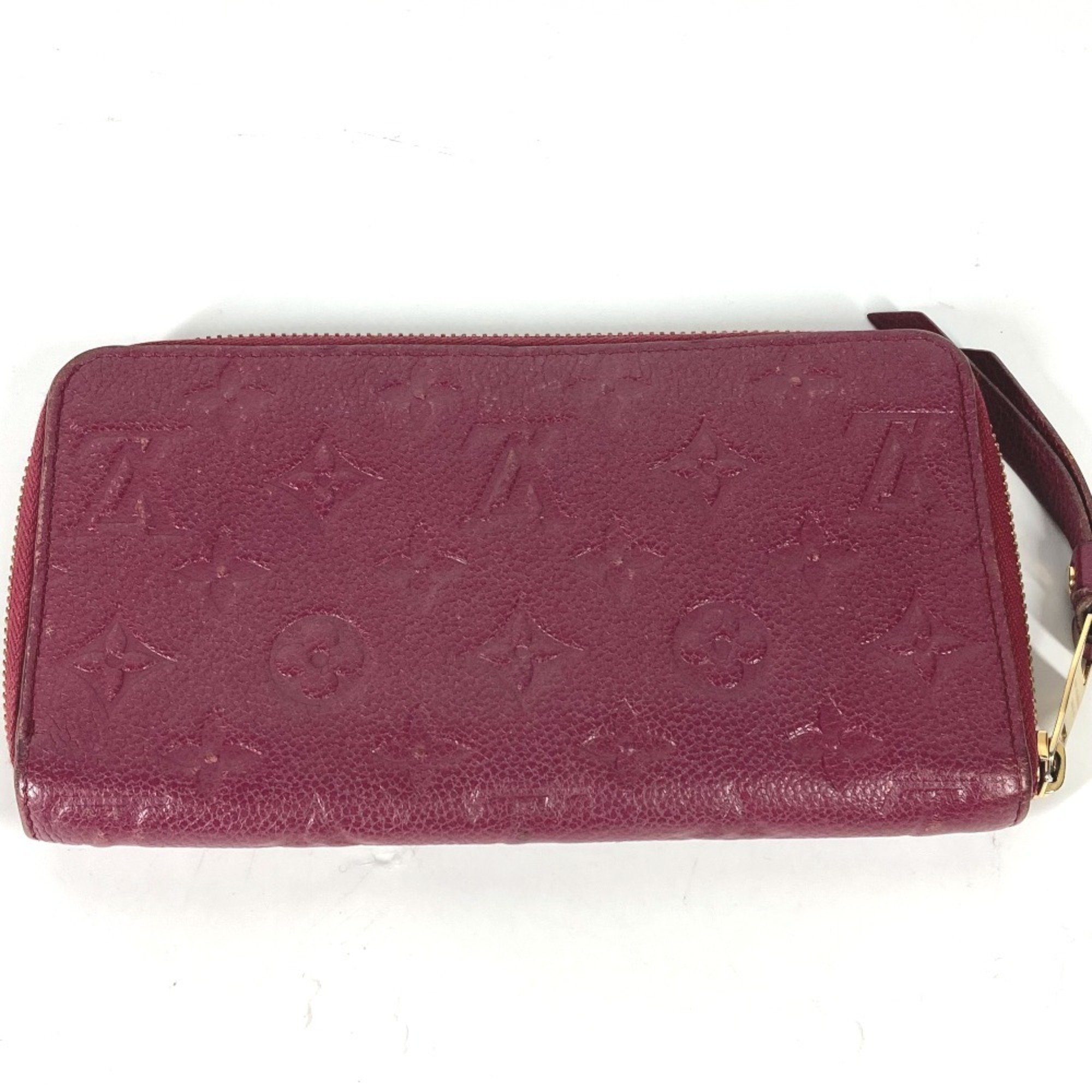 LOUIS VUITTON M60359 Monogram Empreinte Portefeuille Secret Long Wallet Round Leather Women's Aurore Red