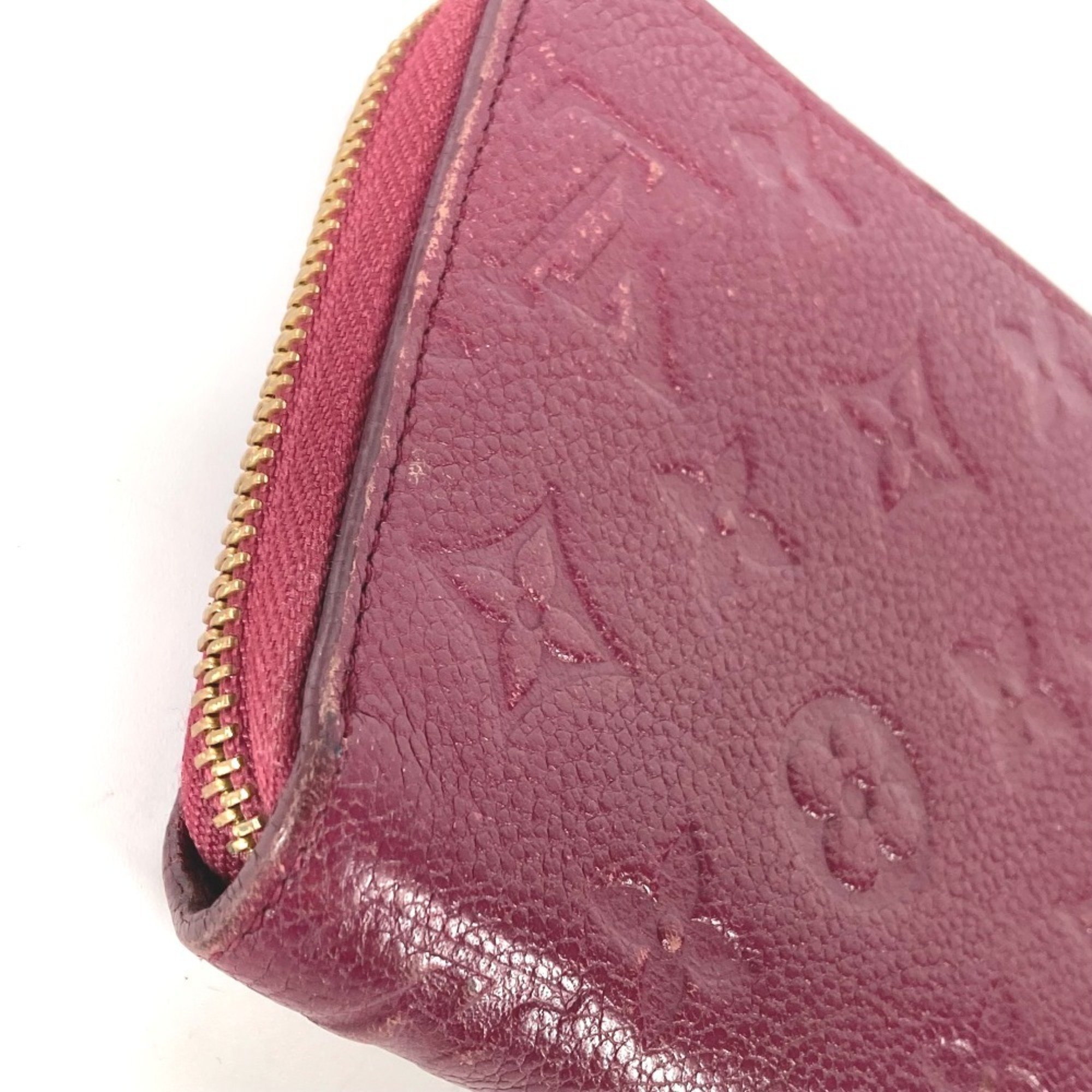 LOUIS VUITTON M60359 Monogram Empreinte Portefeuille Secret Long Wallet Round Leather Women's Aurore Red