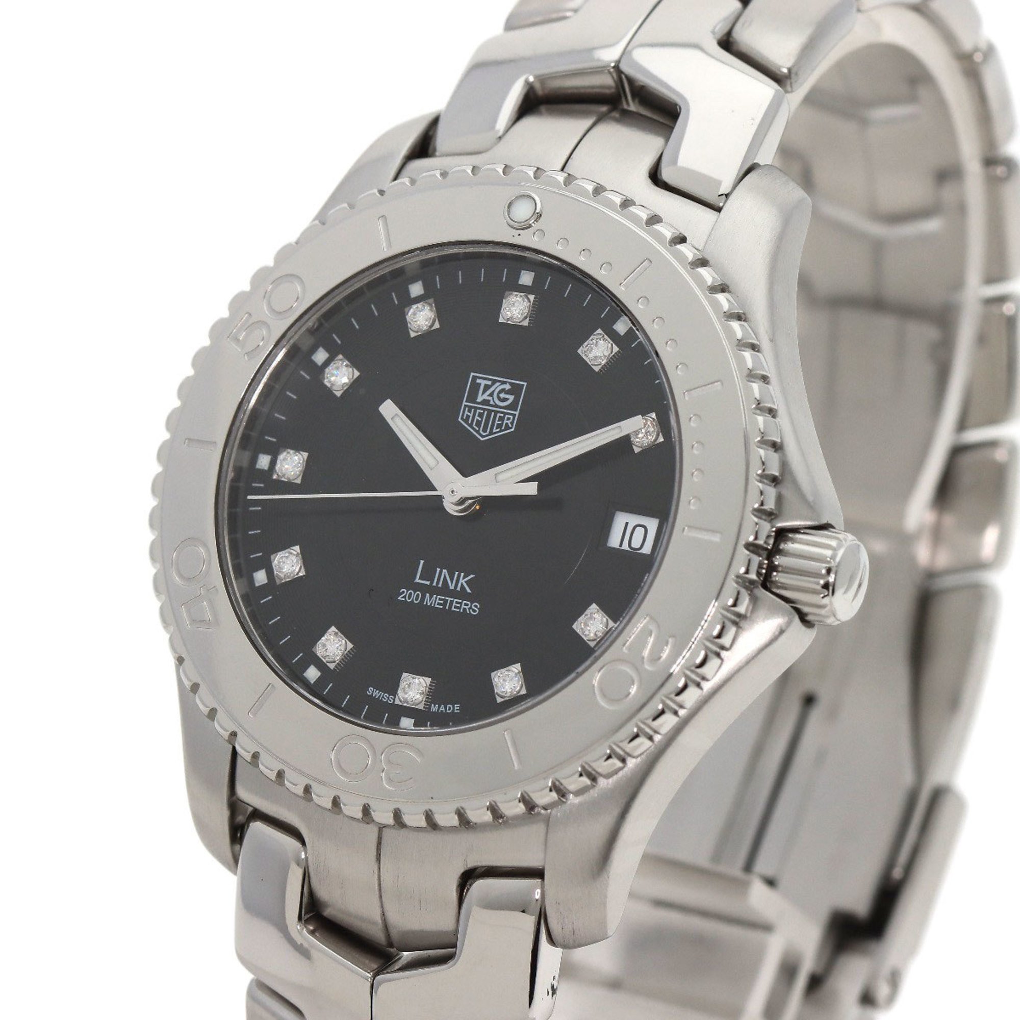 TAG Heuer WJ1113 Link 11P Diamond Watch Stainless Steel SS Men's HEUER