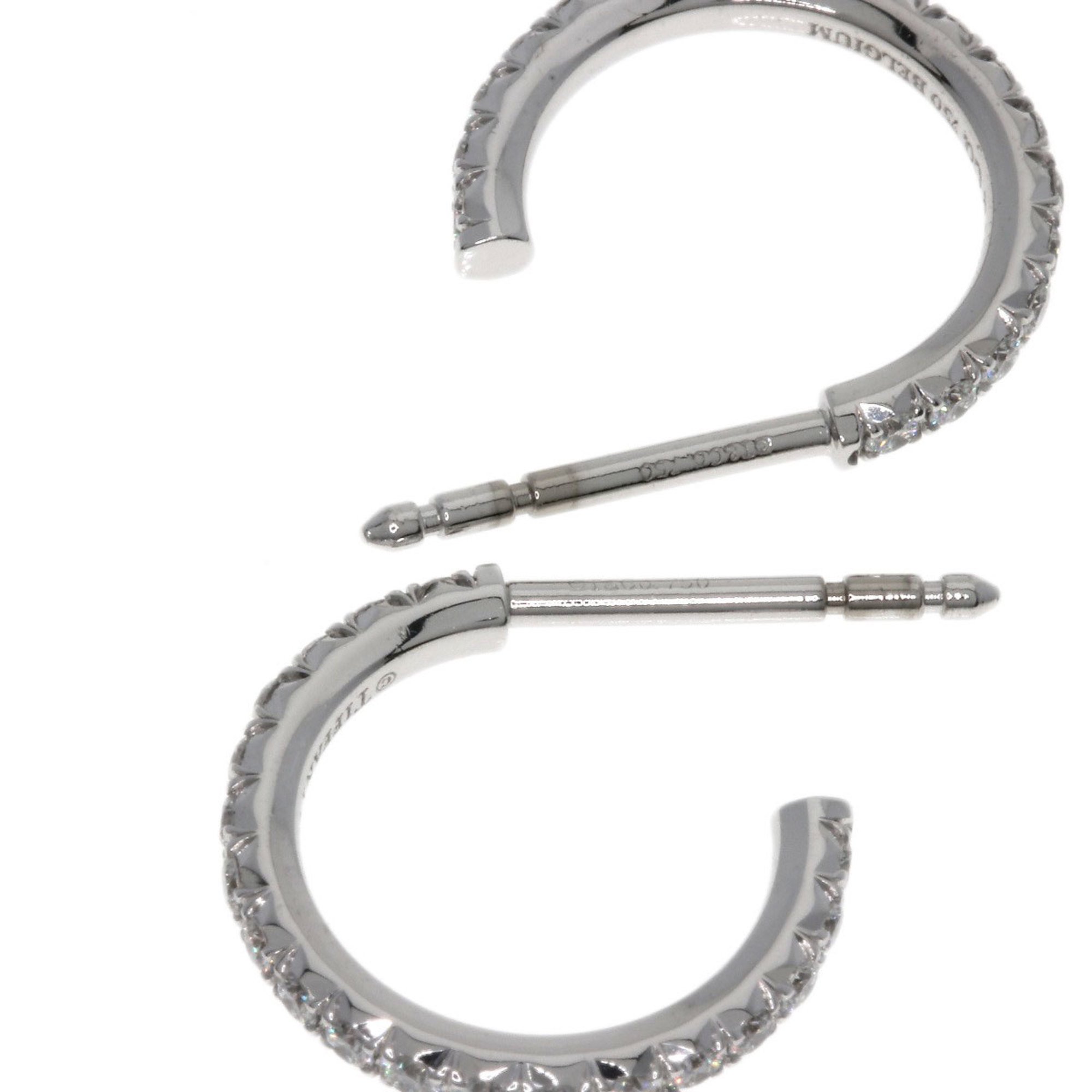 Tiffany Metro Hoop Small Diamond Earrings, 18K White Gold, Women's, TIFFANY&Co.