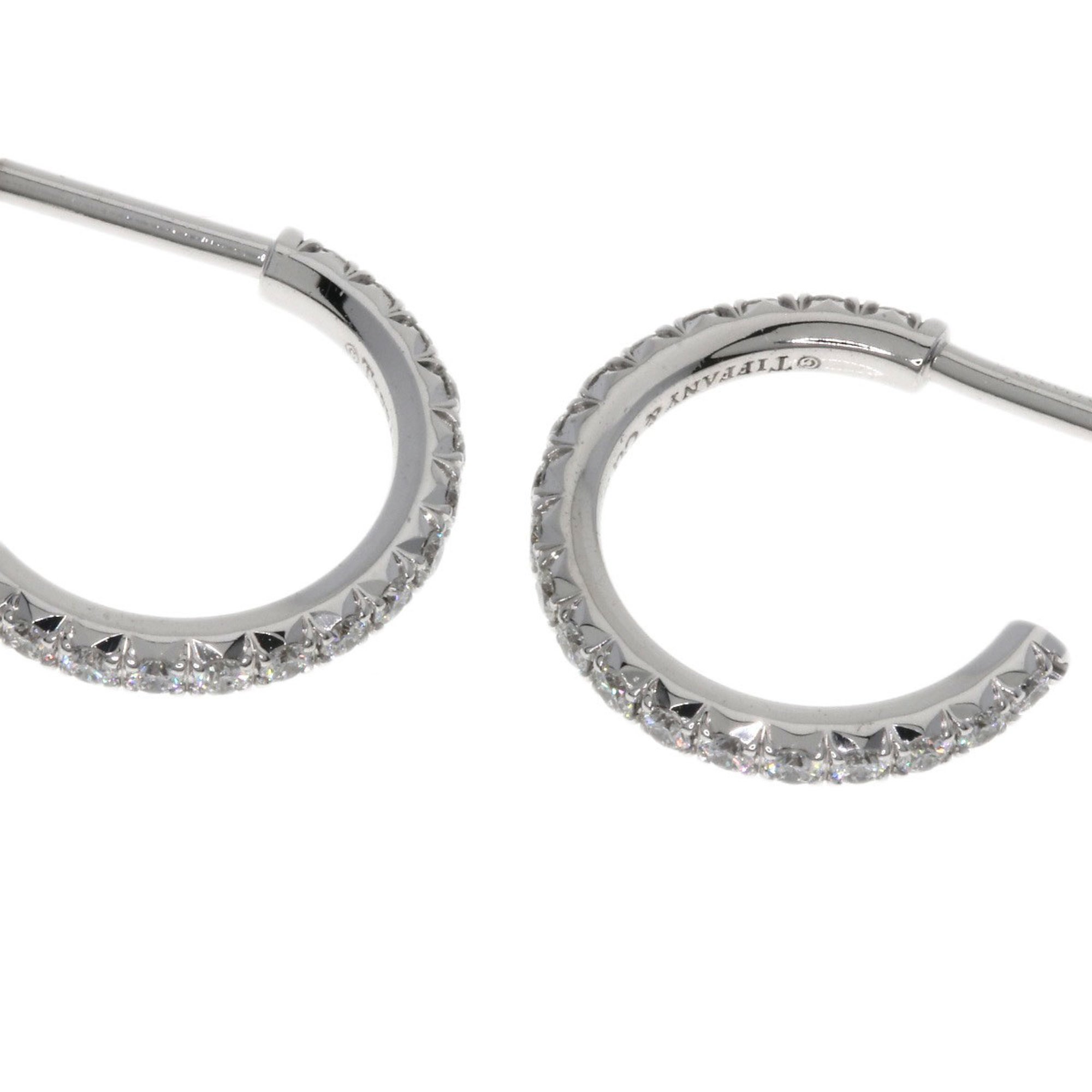 Tiffany Metro Hoop Small Diamond Earrings, 18K White Gold, Women's, TIFFANY&Co.