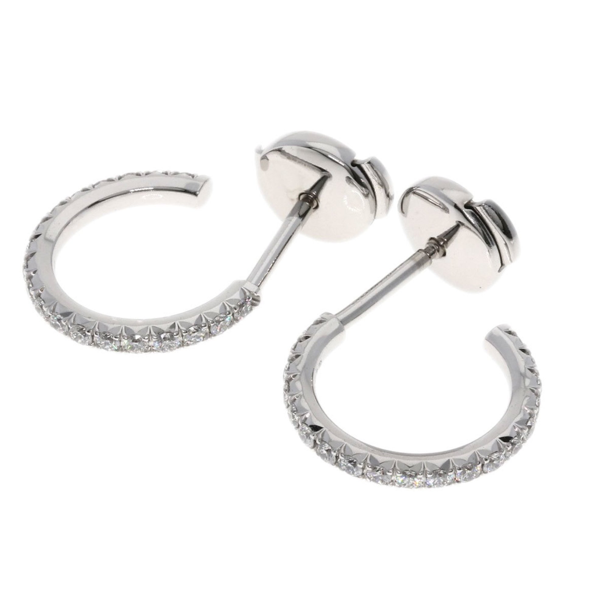 Tiffany Metro Hoop Small Diamond Earrings, 18K White Gold, Women's, TIFFANY&Co.