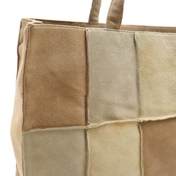 CHANEL patchwork tote bag shoulder suede beige